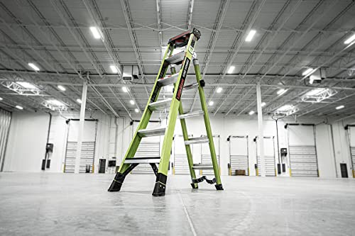 Little Giant Ladders, King Kombo 2.0 XT, Industrial, M6, 6 Ft. A Frame, 10 Ft. Extension, Fiberglass, Type 1AA, 375 lbs Weight Rating, (13936-071), Hi-viz Green