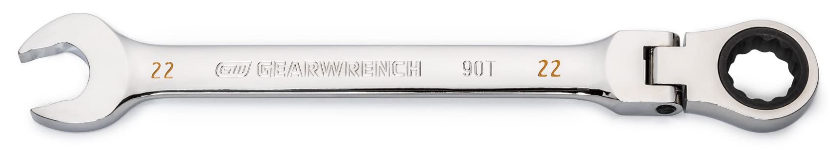 GEARWRENCH (86722) 22mm 4 Degree Swing Arch 12 Point Flex Head Ratcheting Combination Wrench