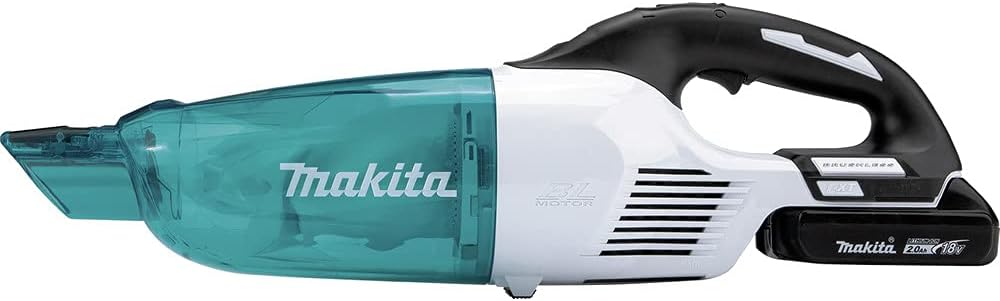 Makita XLC03R1WX4 18V LXT Lithium-Ion Compact Brushless Cordless Vacuum Kit, Trigger W/Lock (2.0Ah), White