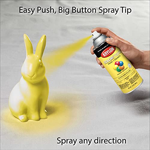 12 oz Krylon K05541007 Sun Yellow COLORmaxx Paint & Primer Spray Paint, Gloss