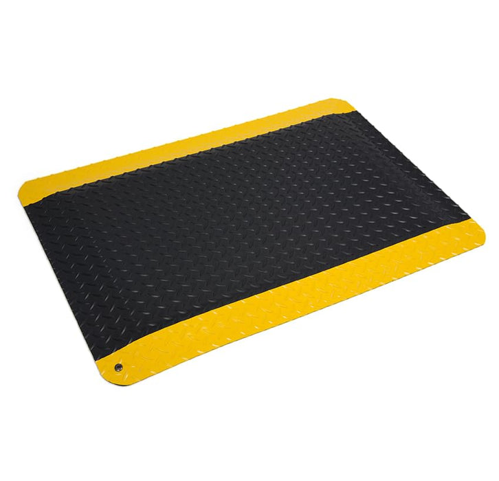 Wearwell Diamond-Plate SpongeCote UltraSoft Mat Anti-Fatigue Workstation Mat. 3' W x 5' L x 15/16" Thickness. Nitricell Sponge. Pre-Beveled Edge.
