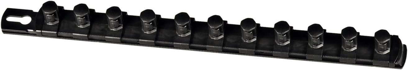 Ernst Manufacturing 13-Inch Magnetic Socket Organizer with 11 1/2-Inch Twist Lock Clips, Black (8425M-Black-1/2) 13-Inch 1/2-Inch Twist Clips Black