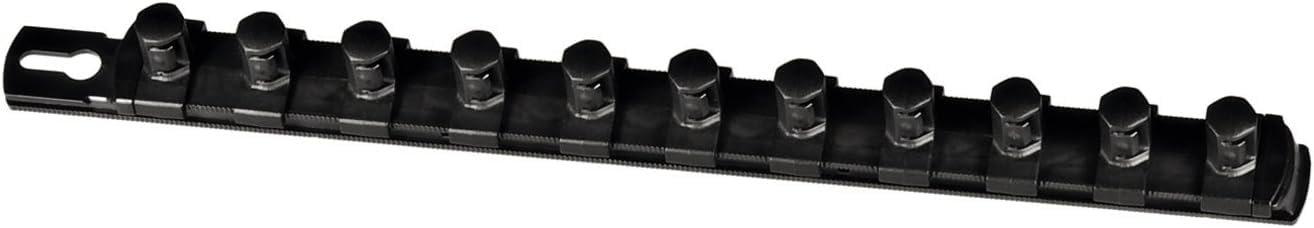 Ernst Manufacturing 13-Inch Magnetic Socket Organizer with 11 1/2-Inch Twist Lock Clips, Black (8425M-Black-1/2) 13-Inch 1/2-Inch Twist Clips Black
