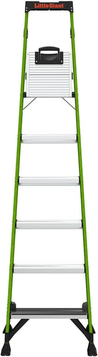 Little Giant Ladders, MightyLite 2.0, 8' Stepladder with Ground Cue, Fiberglass, Type IAA, 375 lbs Weight Rating, (15408-001), Green 8 Ft.