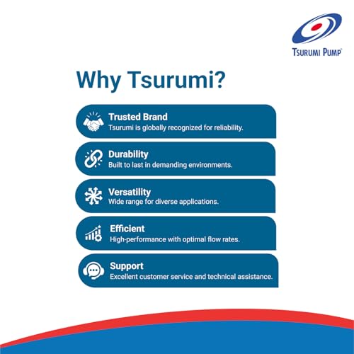 Tsurumi Pump 4-PN | Submersible Pond Pump/Waterfall Pump | 1/2 HP, 115V, 2 in Discharge | Ideal Water Feature Pump for Ponds, Fountains, Waterfalls | 80 GPM / 4800GPH