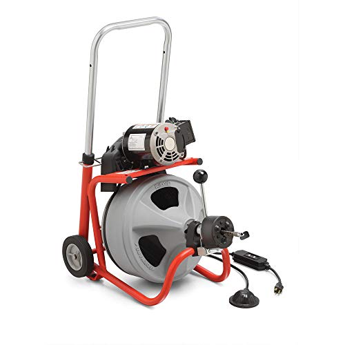 RIDGID 26998 Model K-400 Drain Cleaning 120-Volt Drum Machine Kit with C-45IW 1/2" x 75' Cable, White, Black, Red