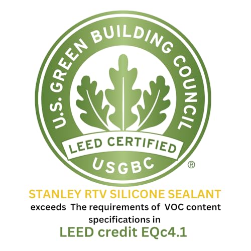 Stanley All Purpose RTV Silicone Sealant - 1x10.1 fl. oz. Translucent, Window and Door Caulk,%100 Silicone Waterproof and Flexible Sealar for Kitchen & Bathroom, Cartridge, 1 Pack