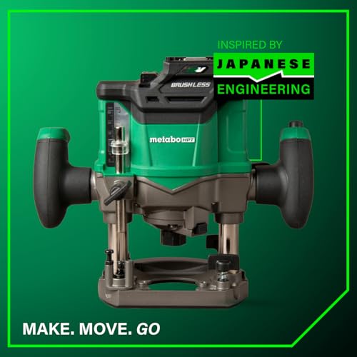 Metabo HPT 36V MultiVolt Cordless Plunge Router Kit | Includes 1/2-Inch and 1/4-Inch Collets | Variable Speed | Optional AC Adapter | M3612DA