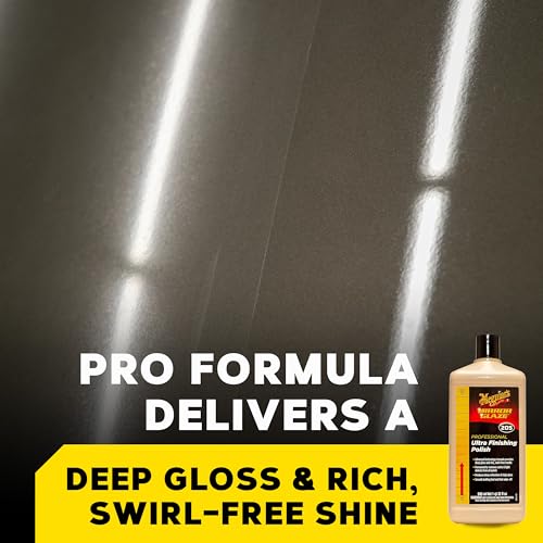Meguiar's M205 Mirror Glaze Ultra Finishing Polish, Easy-to-Use Formula for Impeccable Shine, Multiple Ways to Apply Mirror Glaze, Removes Defects and Swirls for a High Gloss, 32 Oz Container