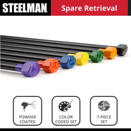 Steelman 96090A 7-Piece Spare Tire Retrieval Tool Kit, Lower and Raise Cradle-Suspended Tires, Flat, Pin, Hex, 12-mm Square, Slotted, ⅜-inch Square Heads