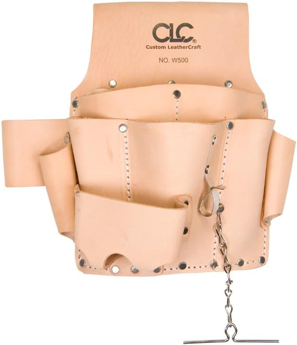 CLC Custom Leathercraft W500 Electrician's Tool Pouch, Heavy Duty, 8-Pocket, Tan
