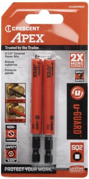 Crescent CAUGB3BSQ2 #2 x 3-1/2" Square u-GUARD Covered Impact Power Bit (Pack of 2)