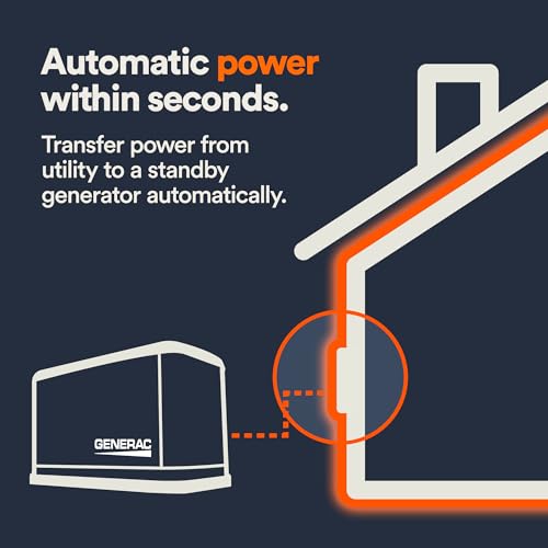 Generac 200 Amp Single Phase Generator Automatic Transfer Switch - Service Entrance Rated - NEMA 3R Outdoor Rated Aluminum Enclosure - Power Management for Indoor and Outdoor Use