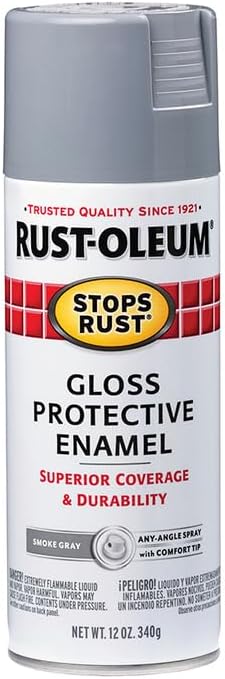Rust-Oleum 7786830 Stops Rust Spray Paint, 12 oz, Gloss Smoke Gray (Pack of 6)