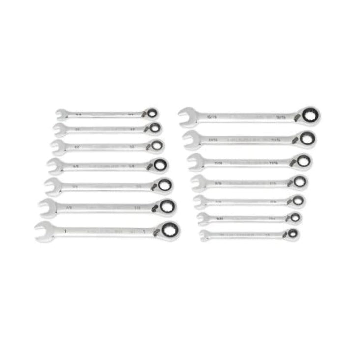 GEARWRENCH (86660) 14 Piece 90-Tooth 12 Point SAE Reversible Ratcheting Wrench Set
