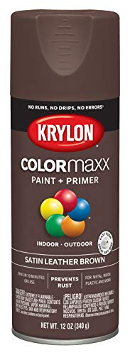 Krylon K05569007 COLORmaxx Spray Paint and Primer for Indoor/Outdoor Use, Satin Leather Brown, 12 Ounce (Pack of 1)