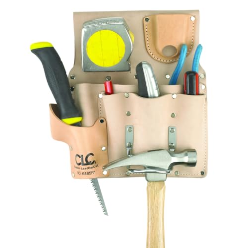 Custom Leathercraft - DW-109 CLC K485R1 Standard Drywaller's Tool Pouch, Chrome-Tanned Heavy Duty, 7-Pocket, Small
