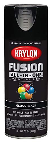 12 oz Krylon K02702007 Black Fusion All-In-One Paint & Primer Spray Paint, Gloss