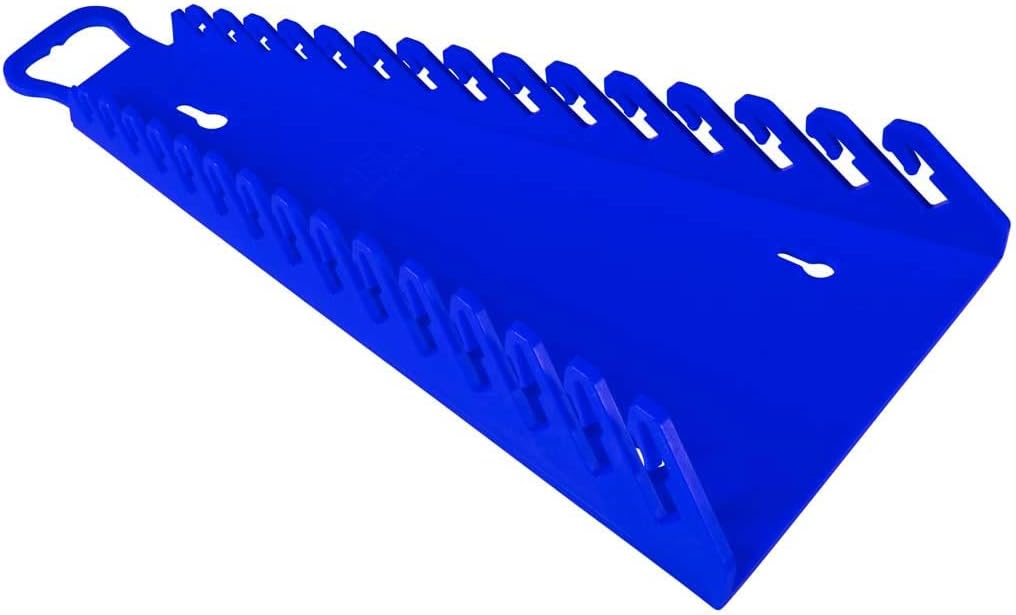 Ernst Manufacturing 5155 15-Wrenches Reverse Gripper Portable Wrench Organizer - Durable Flexible Grip, Easy Wrench Removal, Holds 1/4" to 1 1/8" & 6-20 mm, Blue