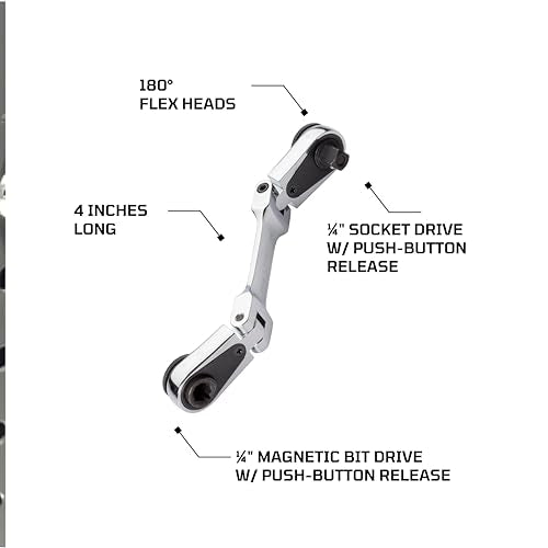 EZRED 4S04 Micro Combo Dual Ratchet Socket with 1/4" Square Drive & Magnetic Bit Drive