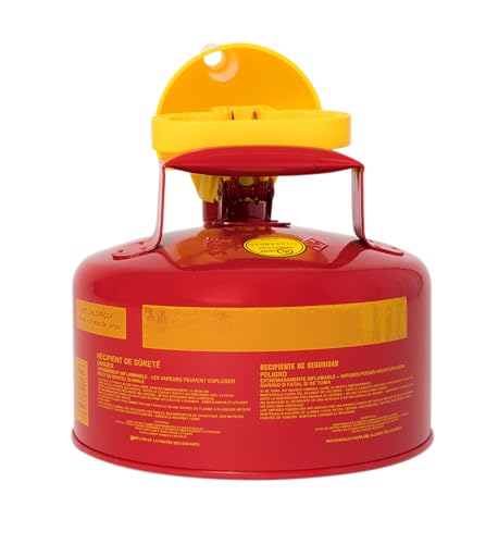 Eagle 1 Gallon Type I Red Safety Gas Can for Gasoline with Flame Arrester, Self-Closing Lid, and F-15 Funnel, Made in the USA, Galvanized Steel Flammable Storage Can, UI10FS