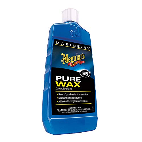 Meguiar's M5616 Marine/RV Pure Wax Carnauba Blend, Long-Lasting Liquid Wax for Protecting Gel Coat, Fiberglass, and Painted Marine/RV Finishes, 16 Oz Bottle