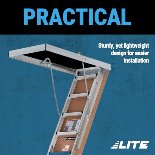 LITE 10-Foot Aluminium Attic Ladder 54" W x 22.5" H, 375-Pound Load Capacity, Type IAA, AP2240MS