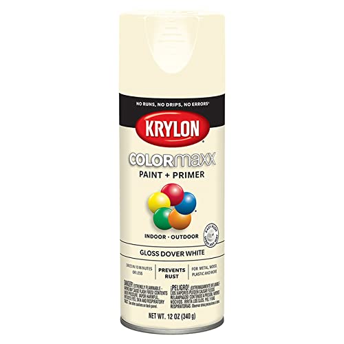 12 oz Krylon K05516007 Dover White COLORmaxx Paint & Primer Spray Paint, Gloss