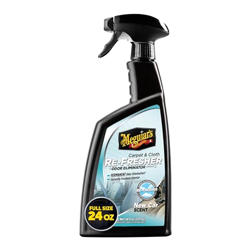 Meguiar’s Carpet & Cloth Re-Fresher Odor Eliminator Spray - Interior Fabric Odor Eliminator - Permanently Eliminates Odors & Freshens Fabrics in your Car, Easy to Use Trigger Spray, 24 Oz