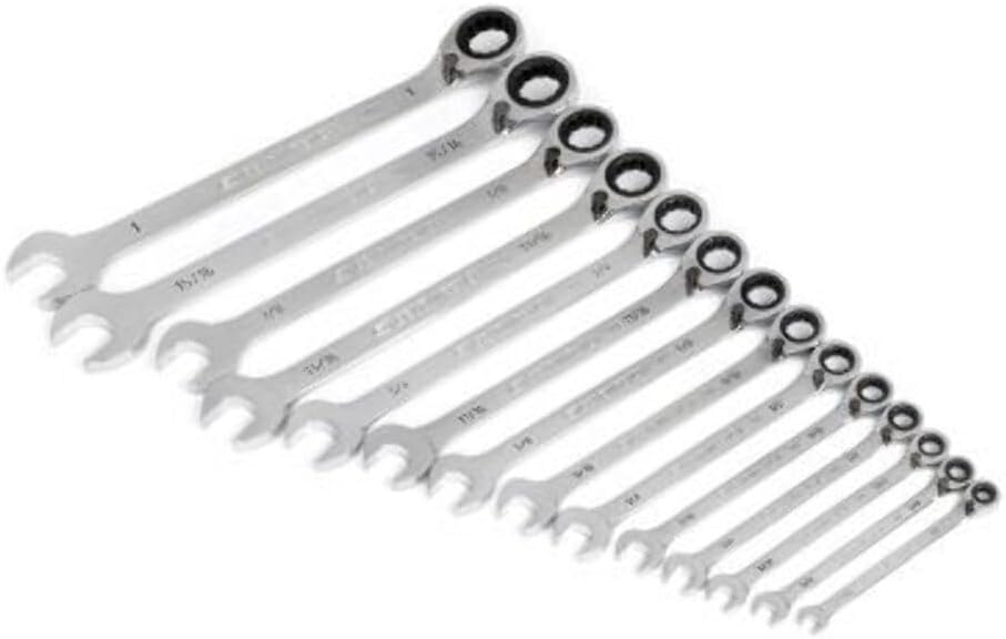 GEARWRENCH (86660) 14 Piece 90-Tooth 12 Point SAE Reversible Ratcheting Wrench Set