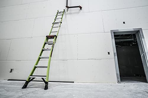 Little Giant Ladders, King Kombo 2.0 XT, Industrial, M6, 6 Ft. A Frame, 10 Ft. Extension, Fiberglass, Type 1AA, 375 lbs Weight Rating, (13936-071), Hi-viz Green