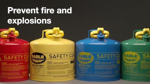 Eagle 2 Gallon Type I Yellow Safety Gas Can for Diesel with Flame Arrester and Self-Closing Lid, Made in the USA, Galvanized Steel Flammable Storage Can, UI20SY