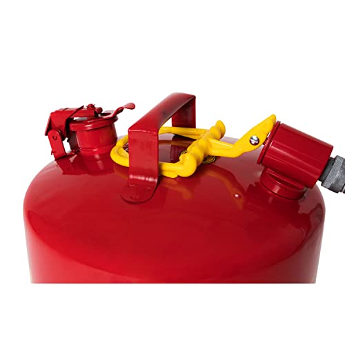 Eagle 5 Gallon Type II Blue Safety Gas Can for Kerosene with Flame Arrester, Self-Closing Lid, and 12" x 7/8" Flexible Metal Hose, Made in the USA, Galvanized Steel Flammable Storage Can, U251SB