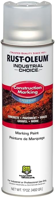 Rust-Oleum 264693 Industrial Choice M1400 System Water-Based Construction Marking Paint, 17 oz, Clear (Pack of 12)