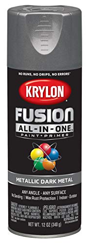 Krylon Fusion All-In-One Adhesive Spray Paint for Indoor/Outdoor Use, 12 oz, Dark Metal