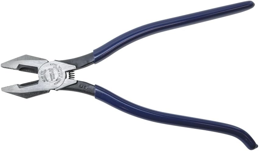 Klein Tools D201-7CST Ironworker Pliers, Spring Loaded Side Cutters, Twists and Cuts Annealed Rebar Tie Wire, Heavy-duty Knurled Jaws, 9-Inch