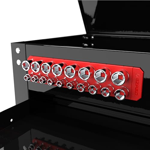 EZRED 3/8" Magnetic Flexible Socket Holder Holds 18 Sockets Ultra-Flexible Non-Marring Low Profile Design