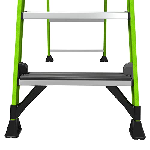 Little Giant Ladders, MightyLite 2.0, 8' Stepladder with Ground Cue, Fiberglass, Type IAA, 375 lbs Weight Rating, (15408-001), Green
