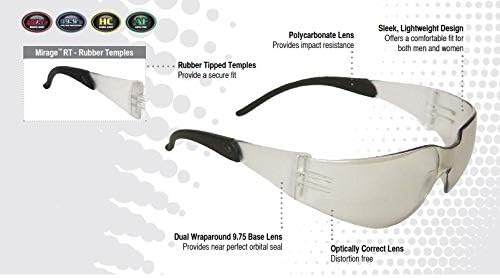 Radians MRR190ID Mirage RT Sleek and Lightweight Design Safety Glasses with Rubber Tipped Temples, Indoor/Outdoor Lenses, One Size