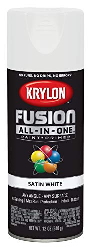 12 oz Krylon K02753007 White Fusion All-In-One Paint & Primer Spray Paint, Satin