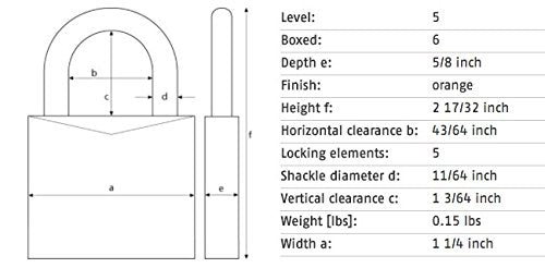 ABUS 72/30 KD Aluminum Safety Padlock Keyed Different with 1" Shackle, Orange