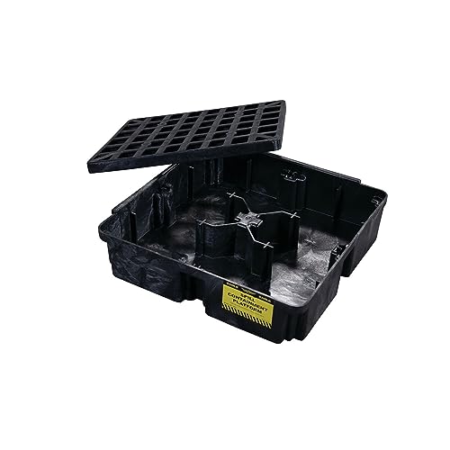 Eagle One Drum Modular Spill Platform, 26.25"x26"x6.5", 15 Gallon Sump, 2,000 lbs. Load Capacity Containment Tray, Made in USA, Black, 1633B