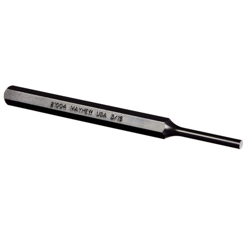 Mayhew Tools 21004 SAE Pin Punch, 3/16 x 1.25" Pin, 5-1/4" OAL x 5/16" Body, Black Oxide Finish