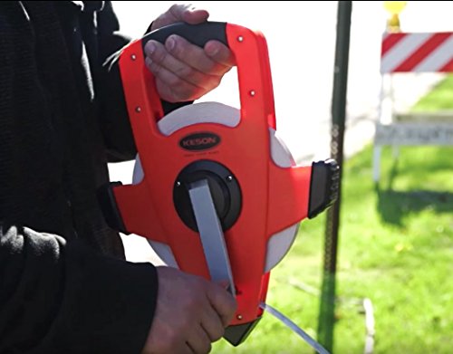 Keson NRS18M330 Nylon-Reinforced Steel Blade Tape Measure, Speed Rewind with Double Hook (Graduations: ft., in., 1/8 & m, cm, 2mm), 100M/330-Foot