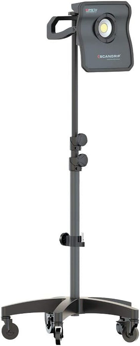 SCANGRIP WHEEL STAND, for Mobile Work Light Positioning in the Workshop, Detailing Light Stand, Extendable from 3 ft to 6,2 ft, Bracket for Second Work Light