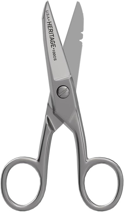 Klein Tools 100CS Serrated Electrician Scissors with Stripping