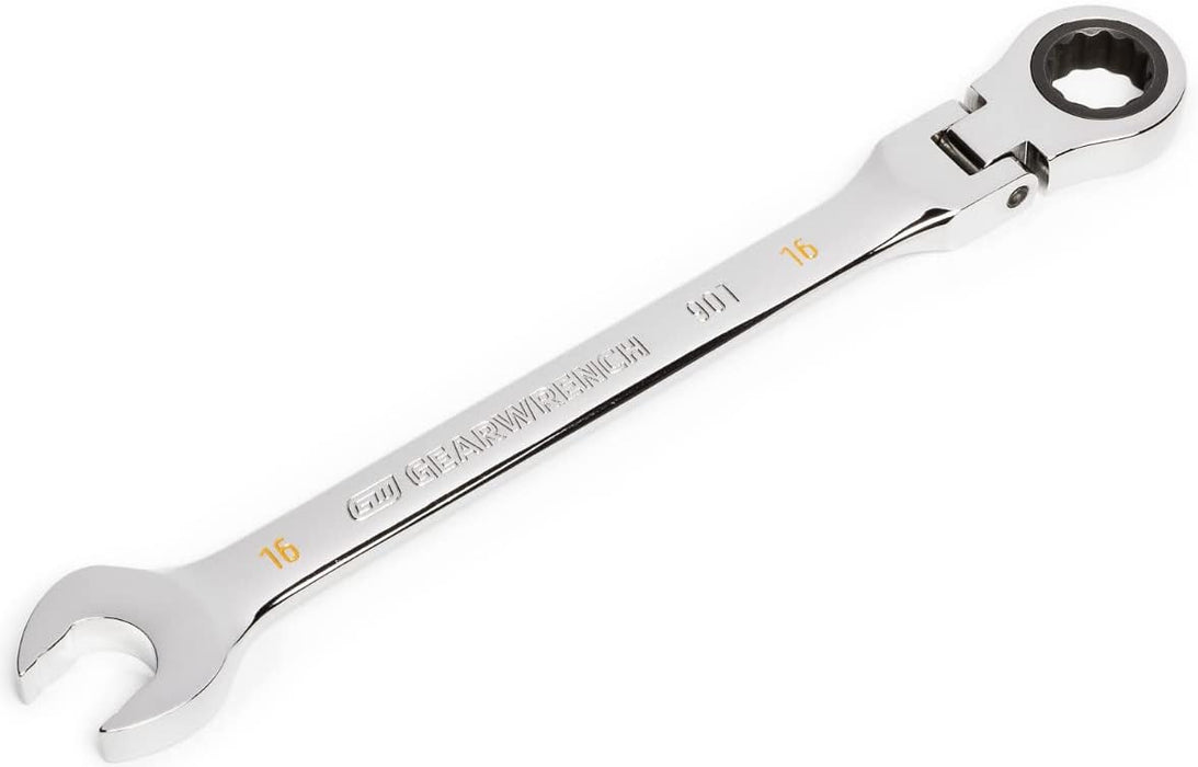 GEARWRENCH (86716) 16mm 4 Degree Swing Arch 12 Point Flex Head Ratcheting Combination Wrench