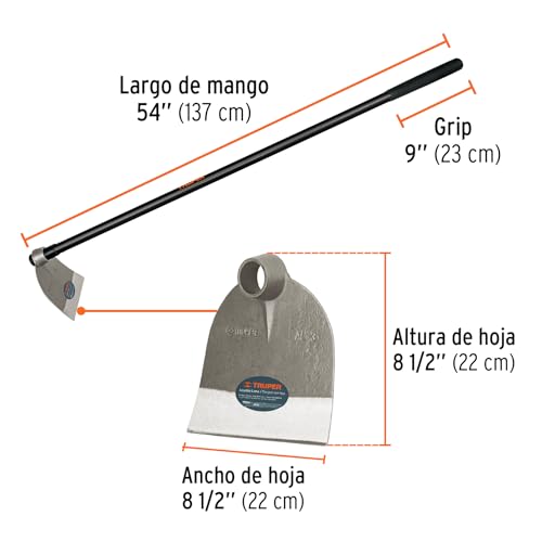 Truper 10621 Forged Garden Hoe - 2 Lb High Carbon Steel One-Piece Forged Head, 54-Inch Handle Round Eye Hoes