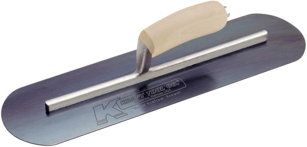 Kraft Tool CF746B Blue Steel Pool Trowel with Camel Back Handle L-Shank, 24 x 5-Inch