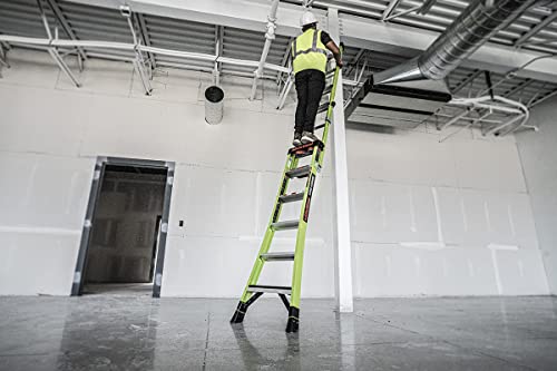 Little Giant Ladders, King Kombo 2.0 XT, Industrial, M6, 6 Ft. A Frame, 10 Ft. Extension, Fiberglass, Type 1AA, 375 lbs Weight Rating, (13936-071), Hi-viz Green